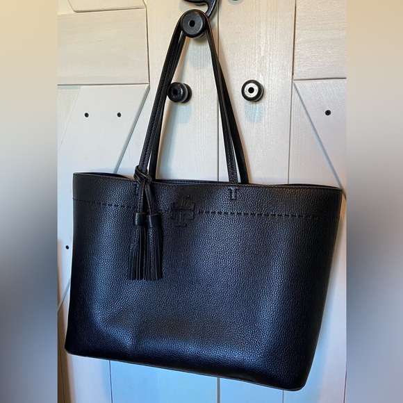 Tory Burch Handbags - Tory Burch McGraw Tote - Black / Royal Navy